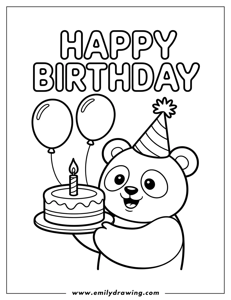 Doodle style coloring picture of panda