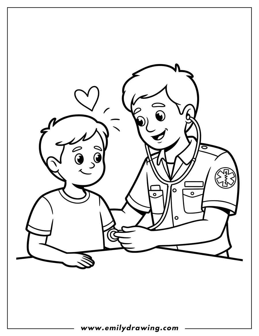 Printable line art of paramedic