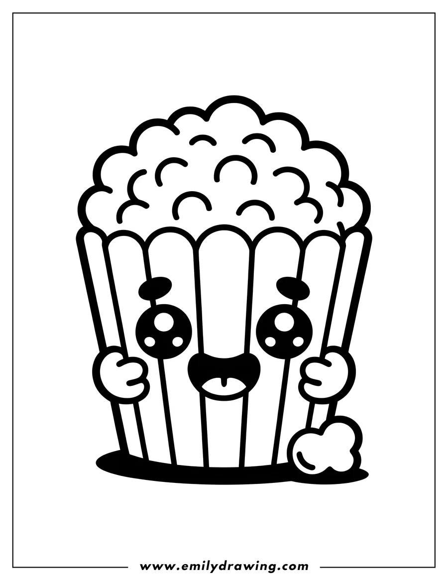 Clean line drawing: popcorn Box