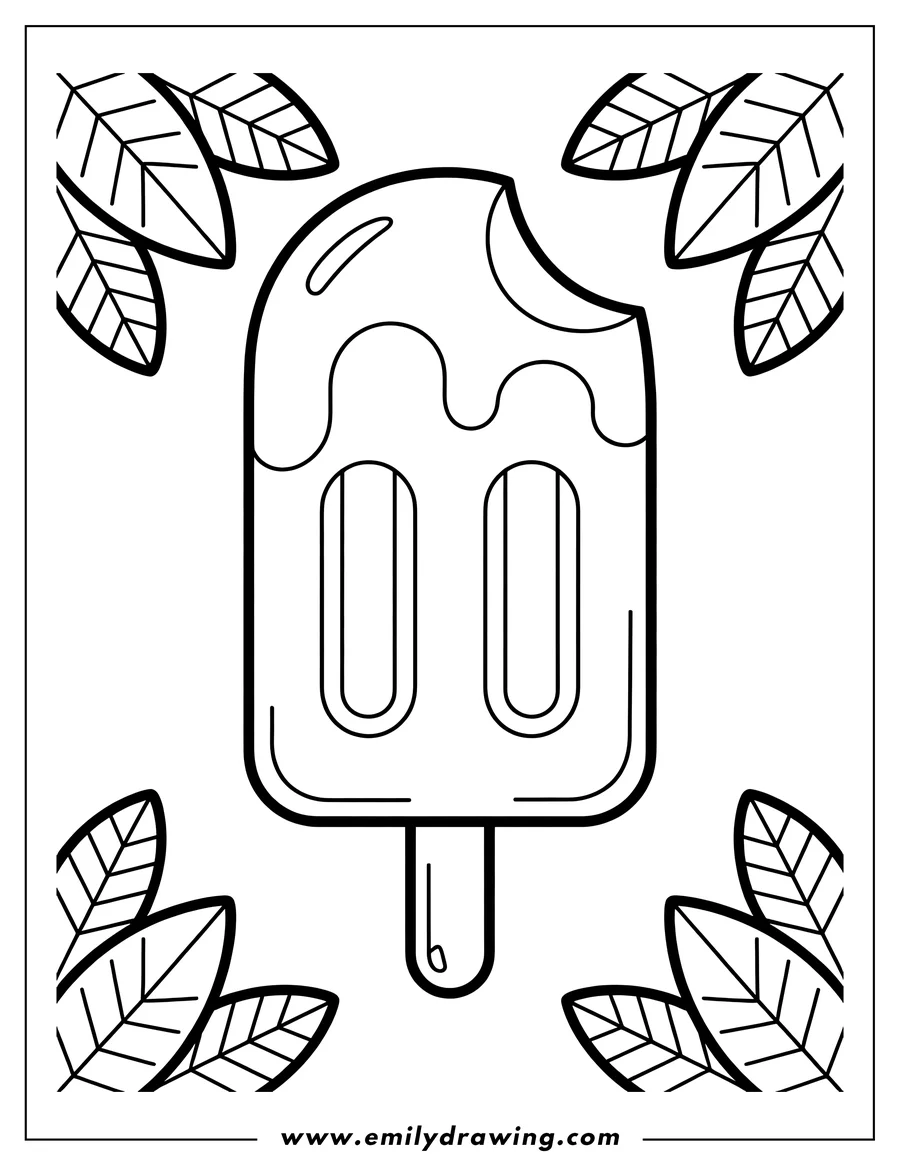 Downloadable coloring page of popsicle