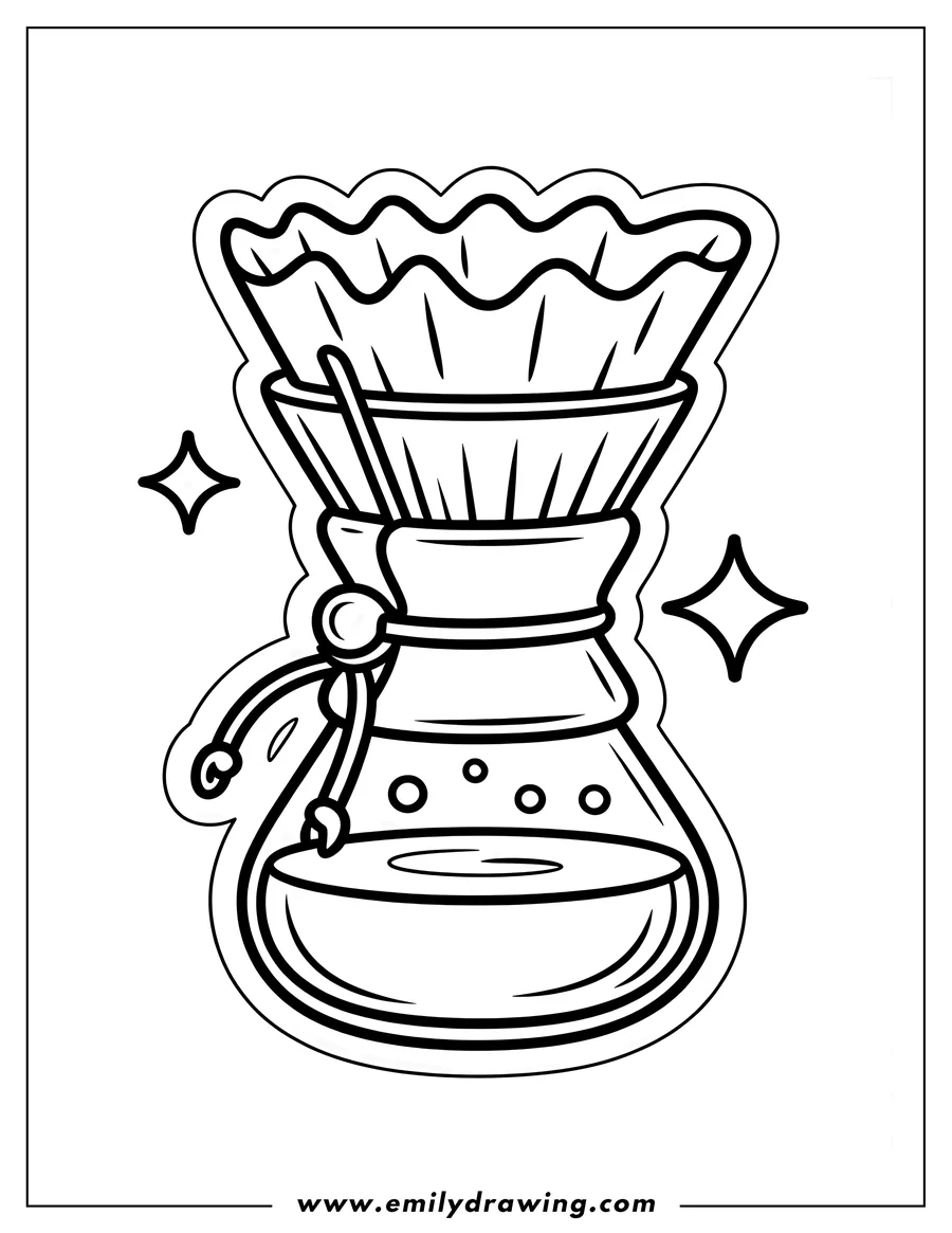 Linear illustration of pour-over Coffee Maker