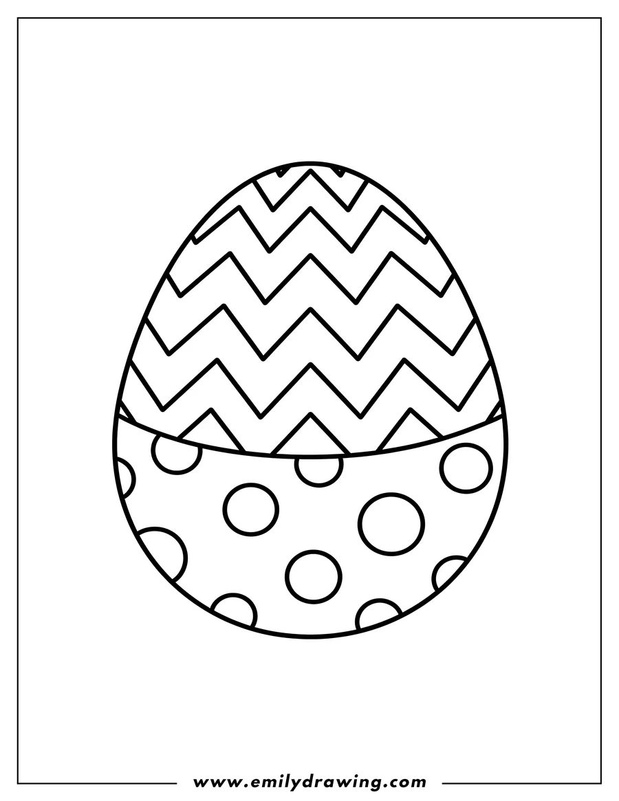 Free to print drawing of chevron And Polka Dots Easter Egg coloring page for preschoolers