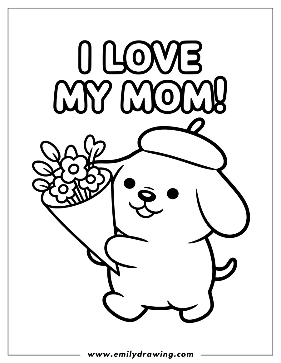 Coloring page for kids: puppy