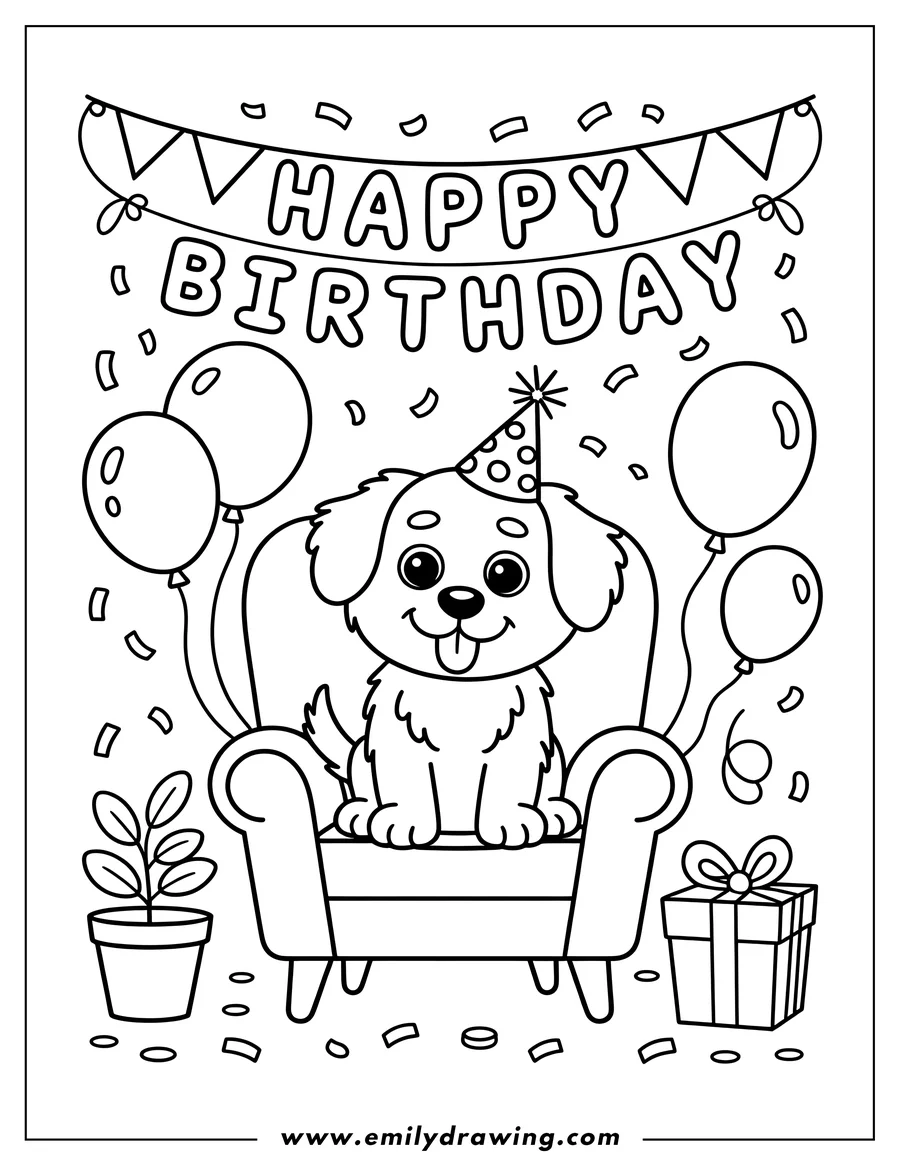 Clean line drawing: puppy