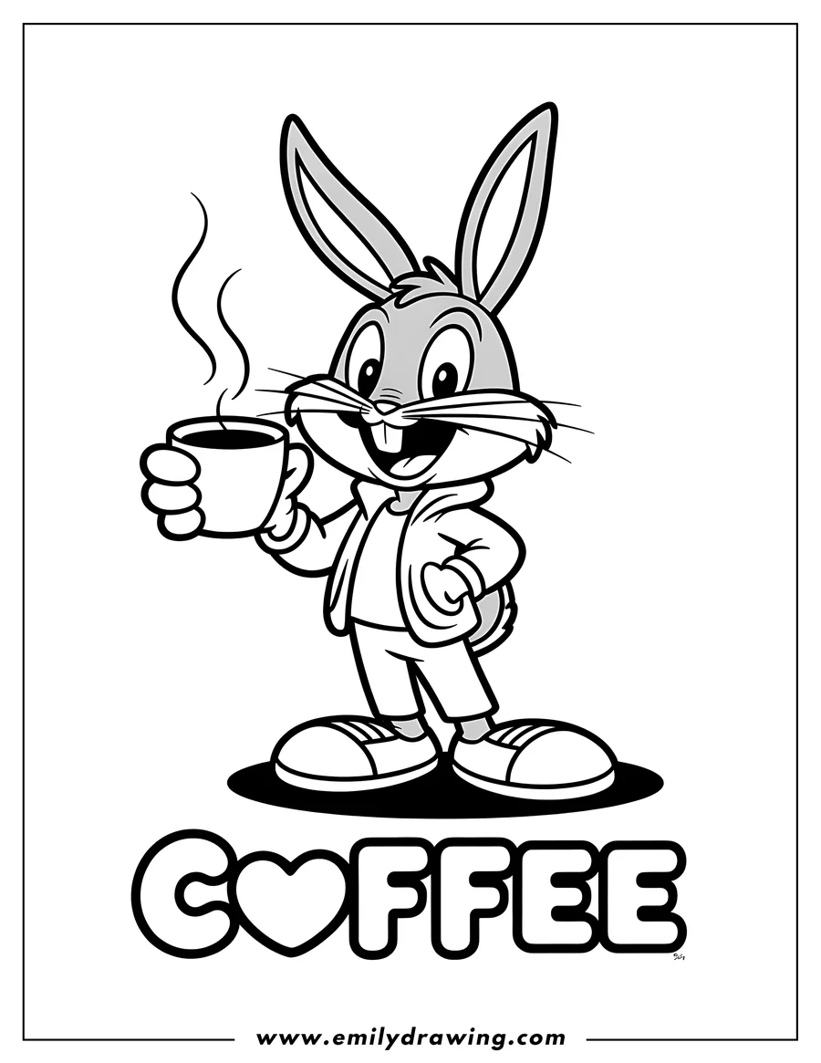 Coloring page of rabbit