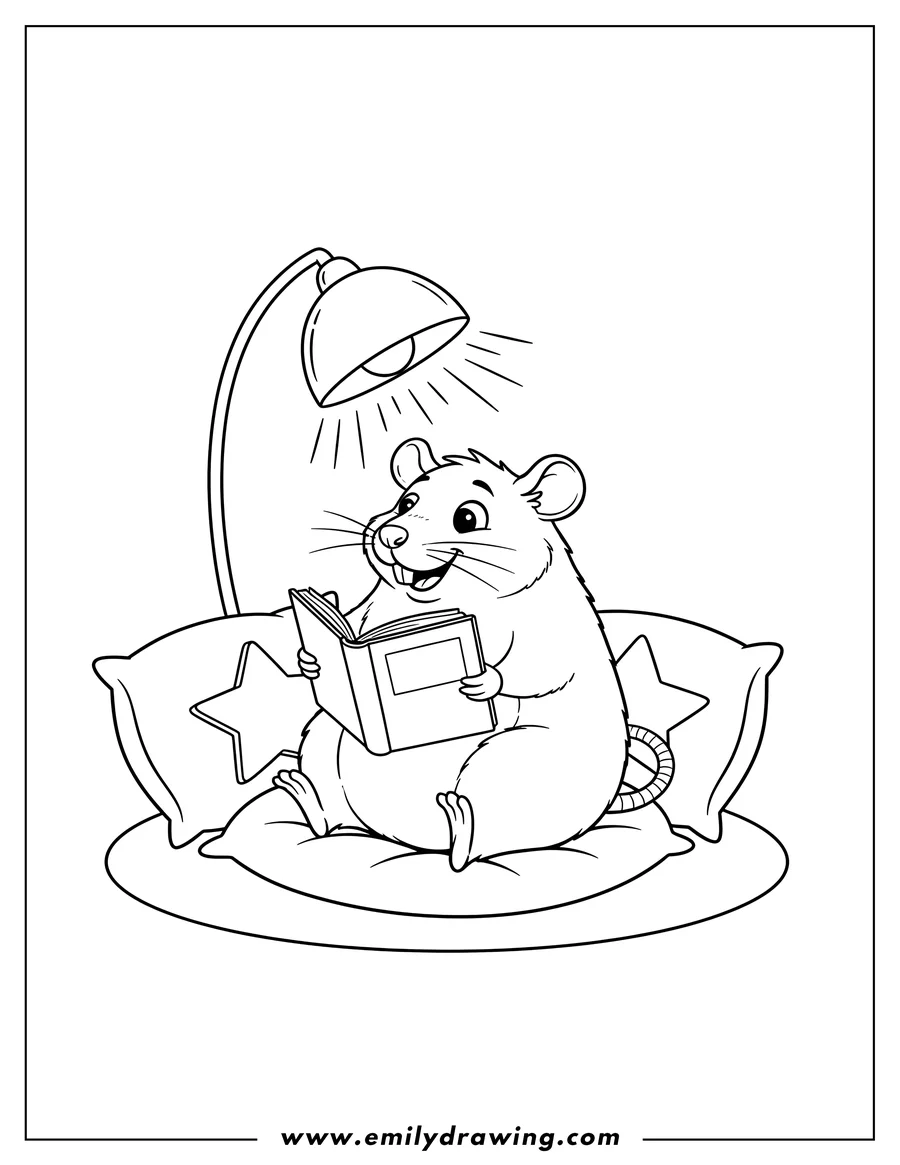 Downloadable coloring page of rat