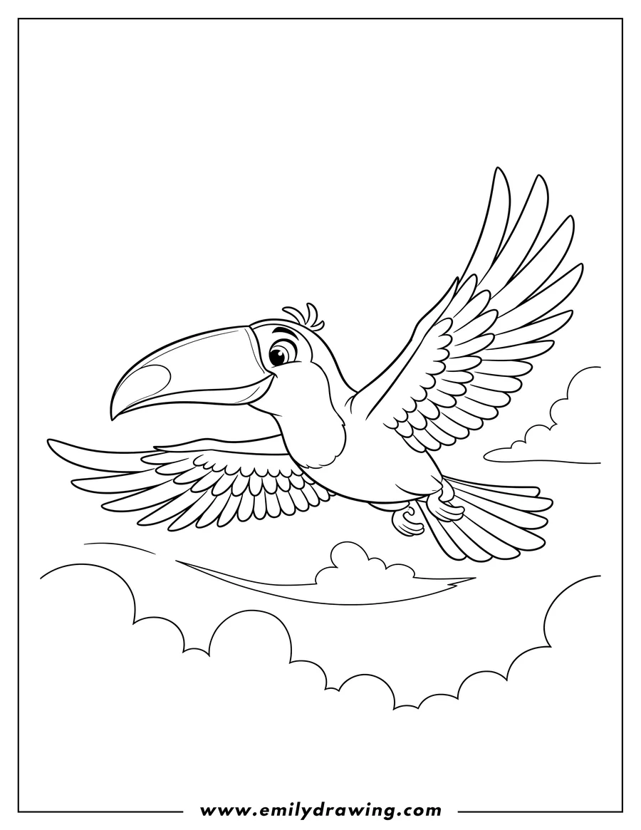 Printable coloring page of rio Carla flying with wings spread