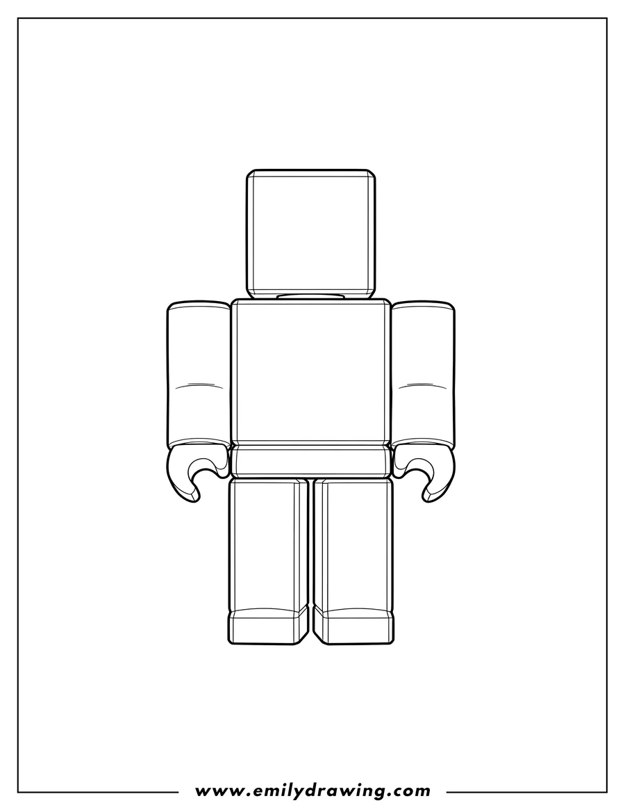 Downloadable coloring page of roblox Noob standing upright