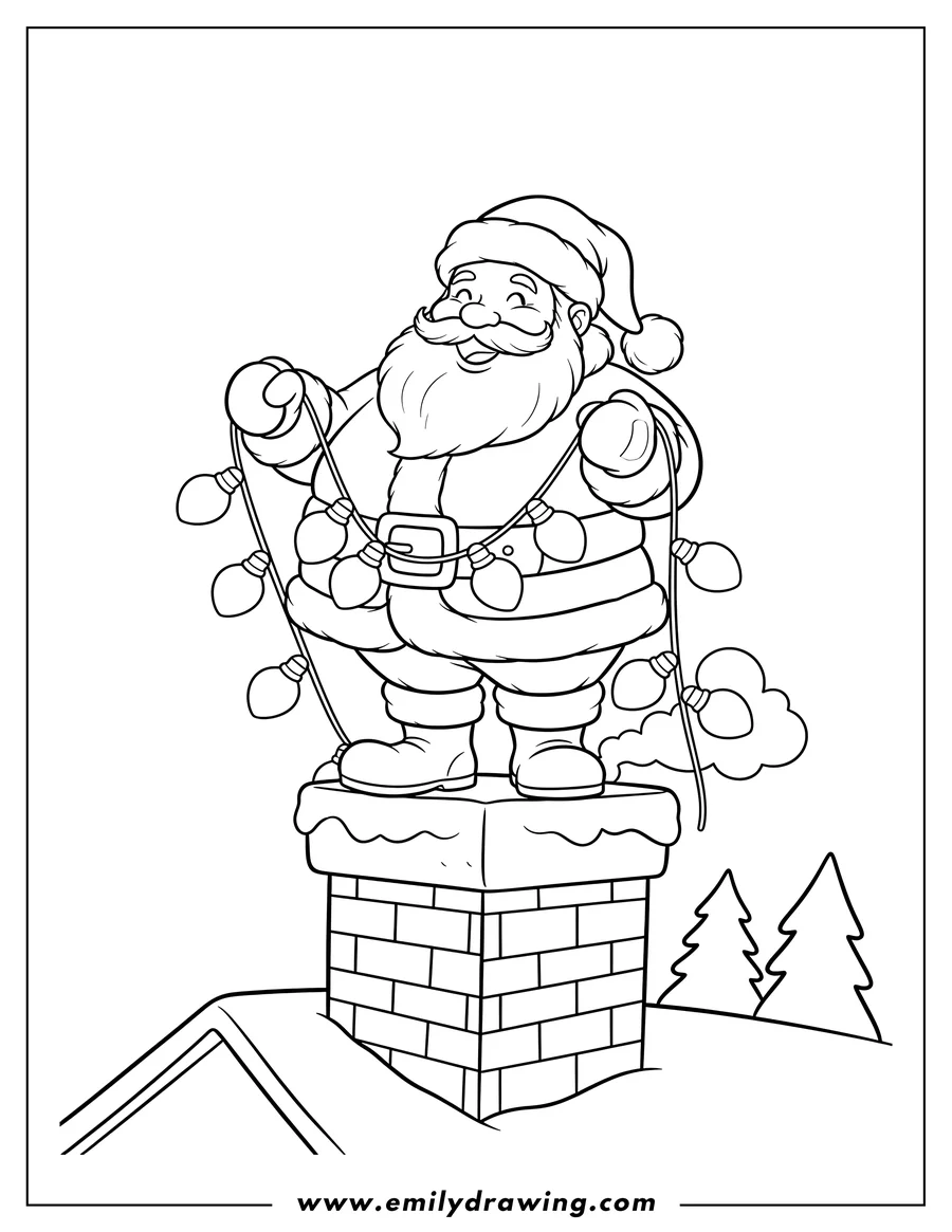 Outline drawing of santa Claus
