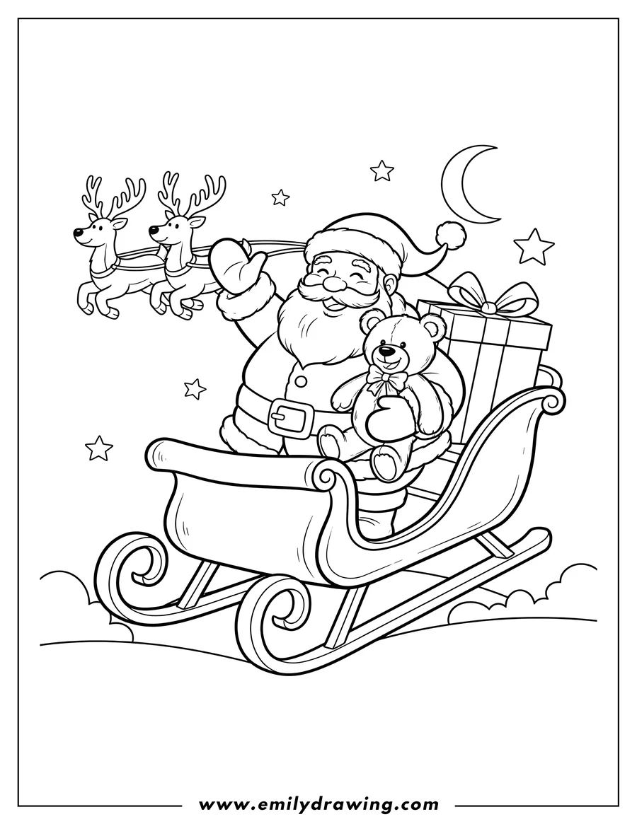 Vector style outline of santa Claus