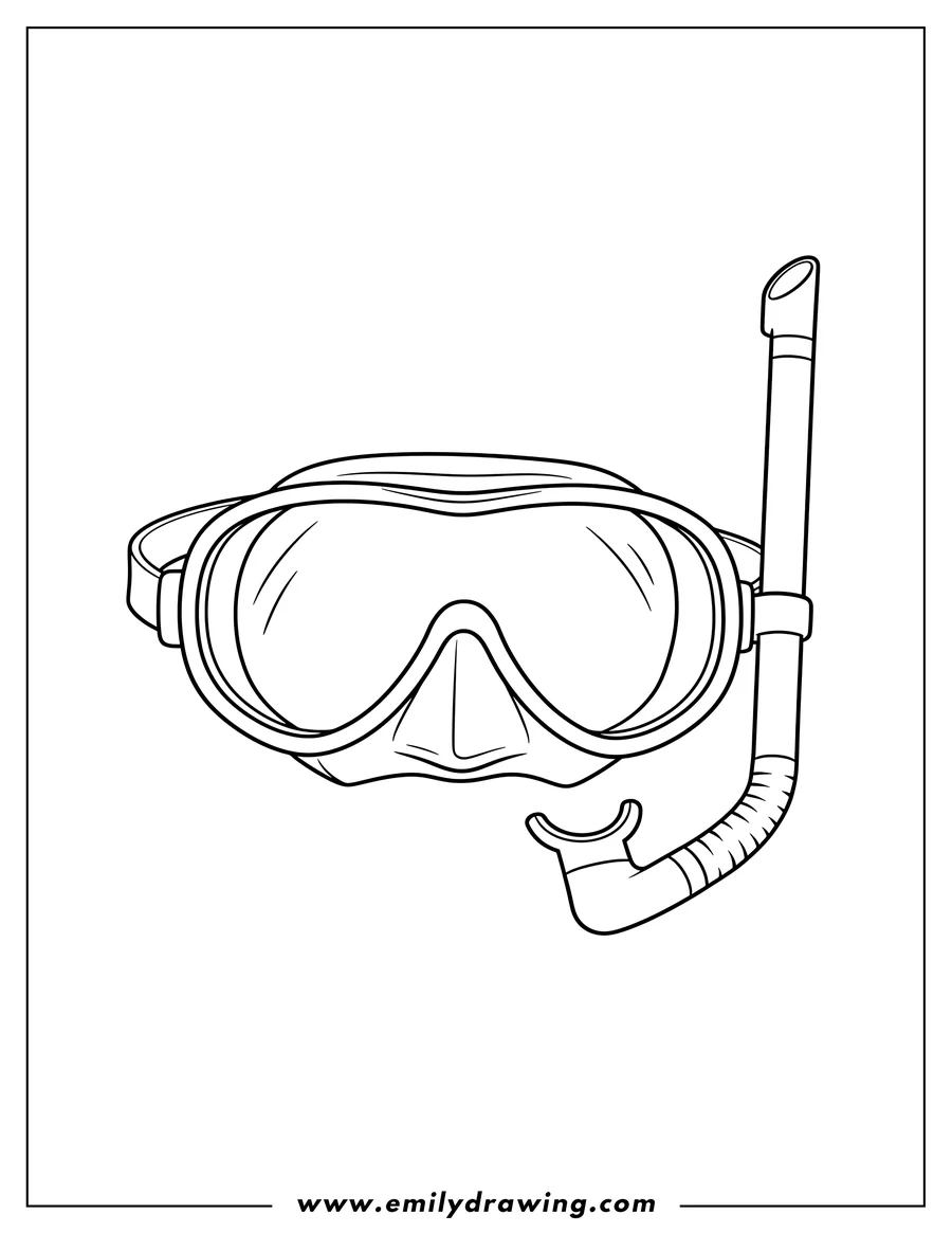 Simple sketch of scuba diver goggles and snorkel from Finding Nemo, scaled to color