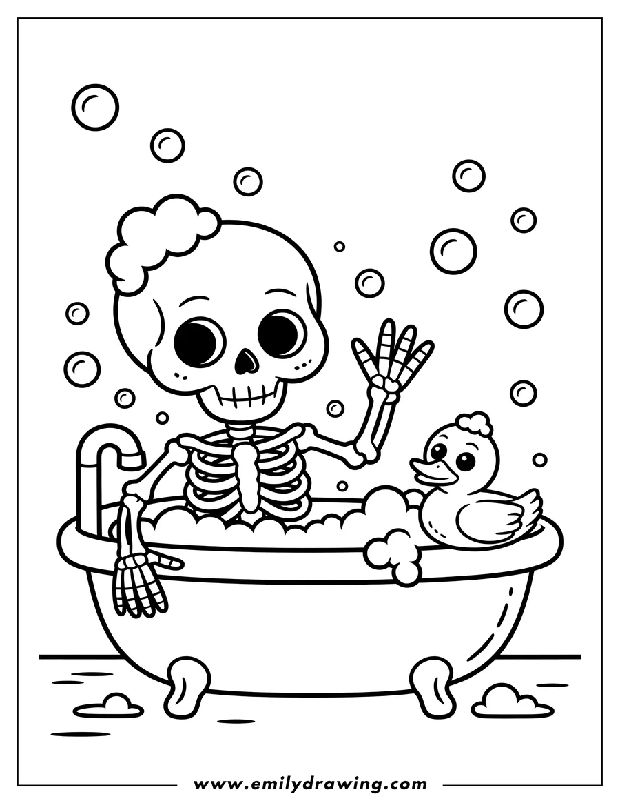 PDF style coloring page: skeleton