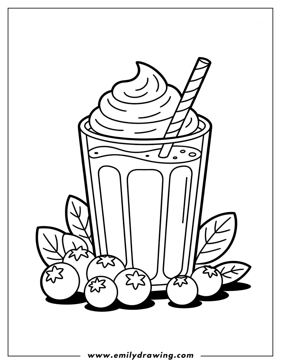 Doodle style coloring picture of smoothie