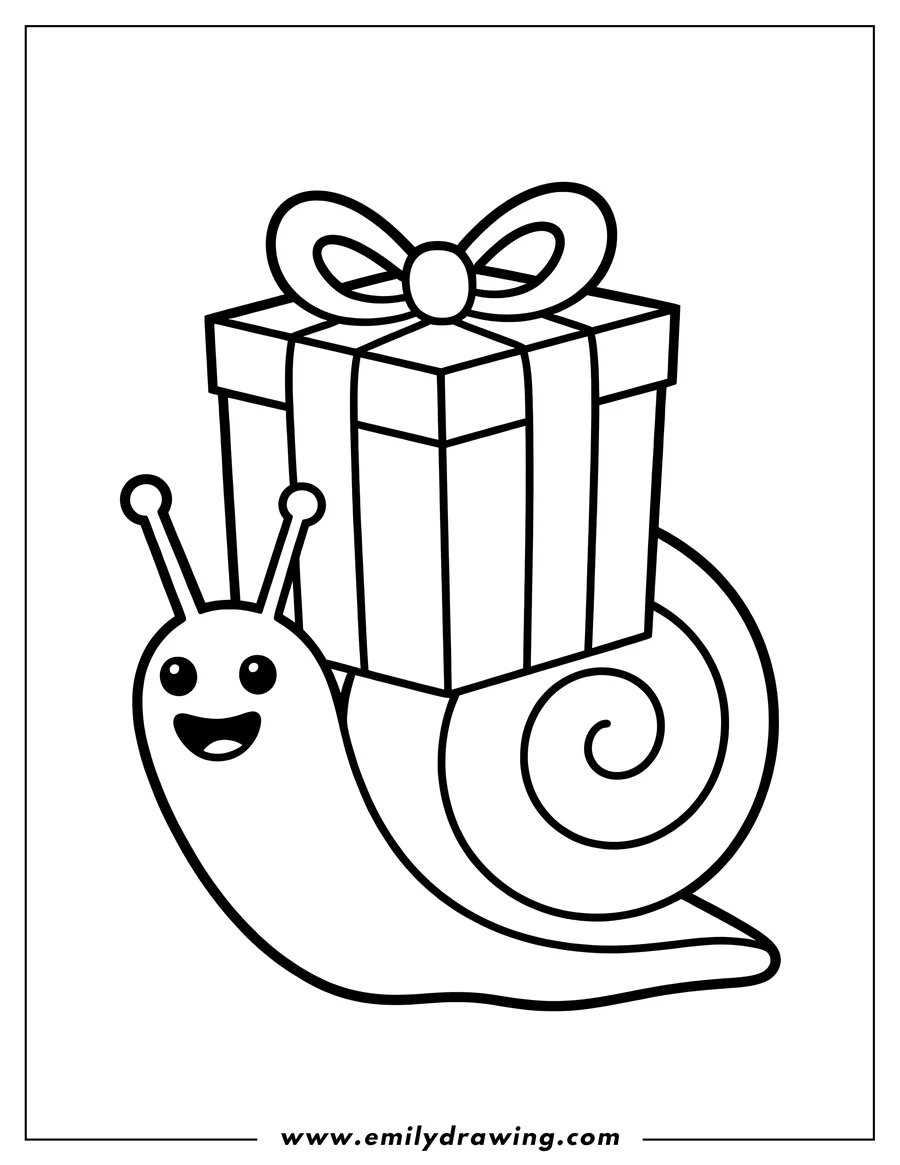 Black and white line art of snail
