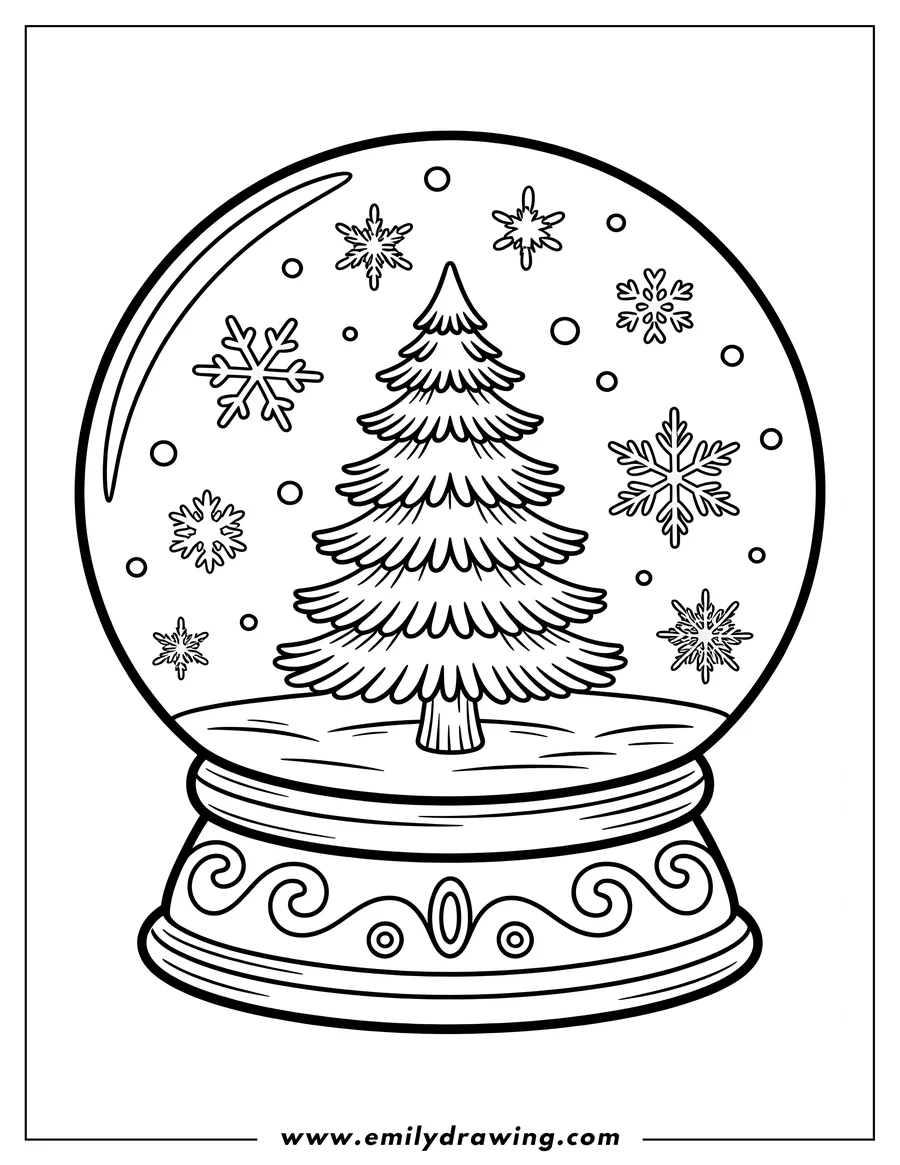 Outline drawing of snow Globe