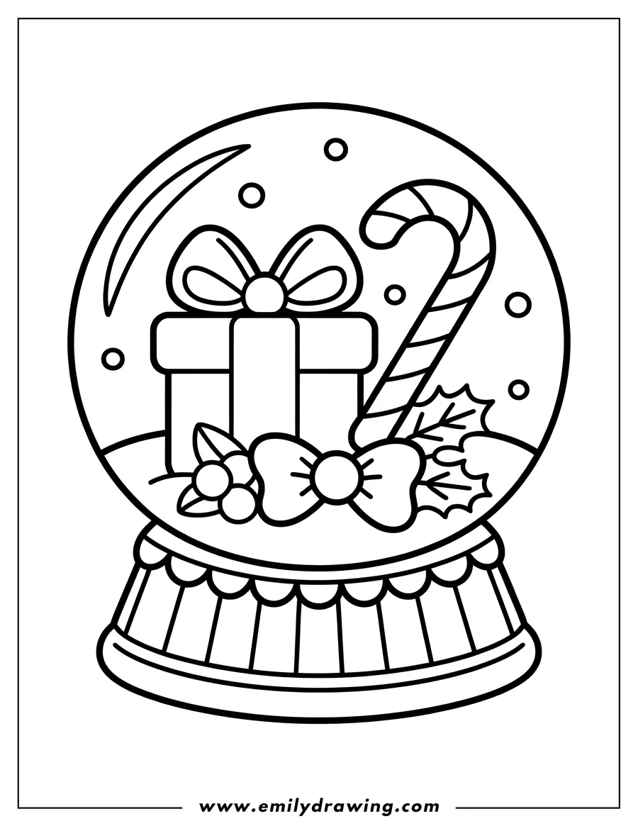 Coloring sheet featuring snow Globe