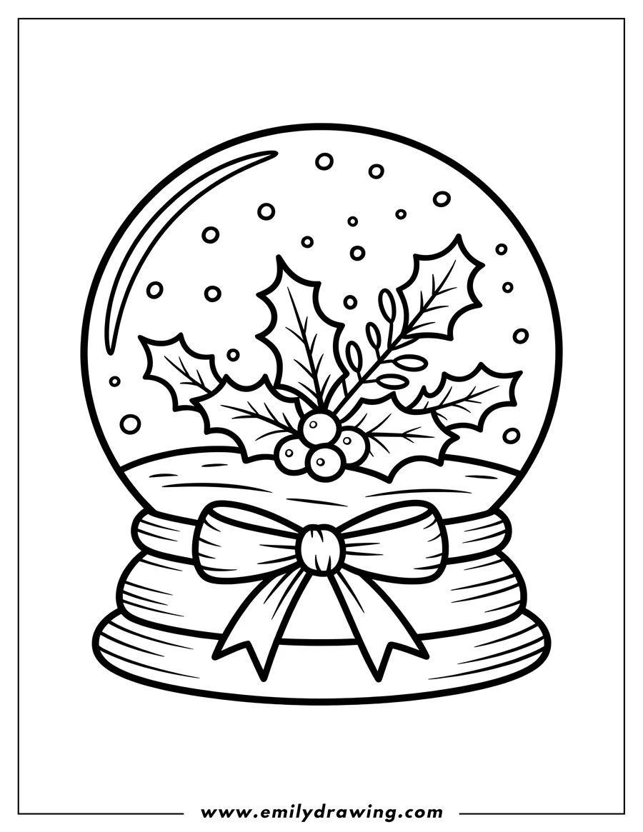 Linear illustration of snow Globe