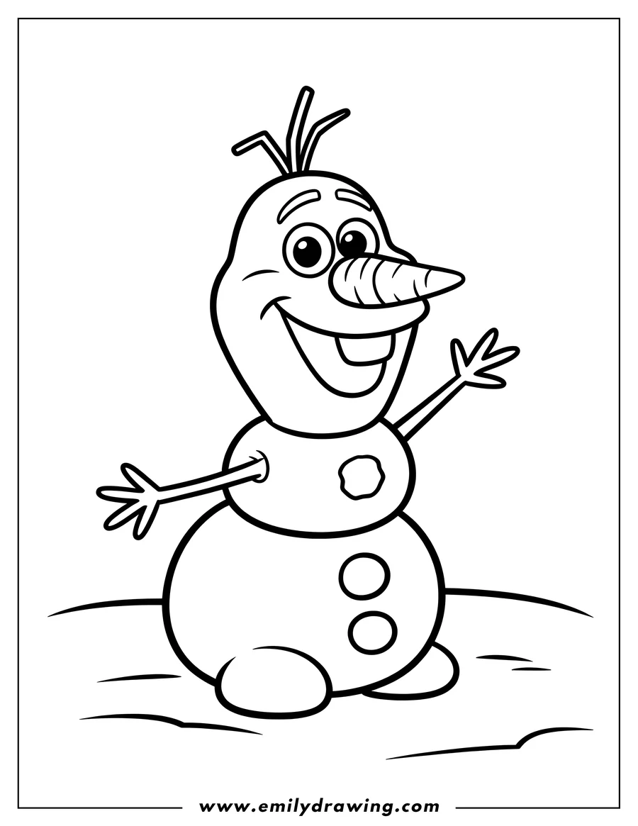 Coloring page for kids: snowman