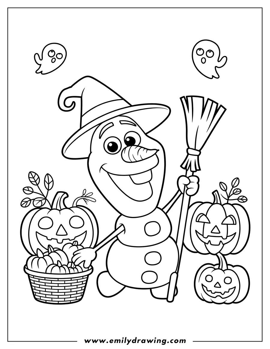 Vector style outline of snowman