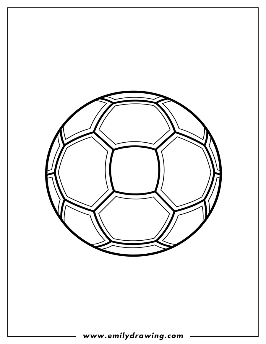 Printable coloring page of simple To Color Soccer Ball with hexagonal and pentagonal panels