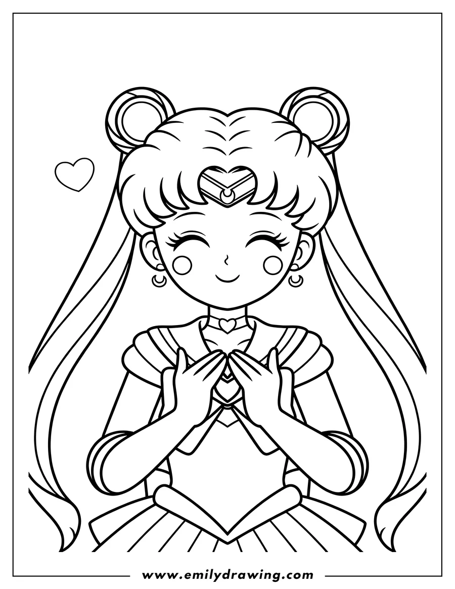 Full page coloring image of young Woman