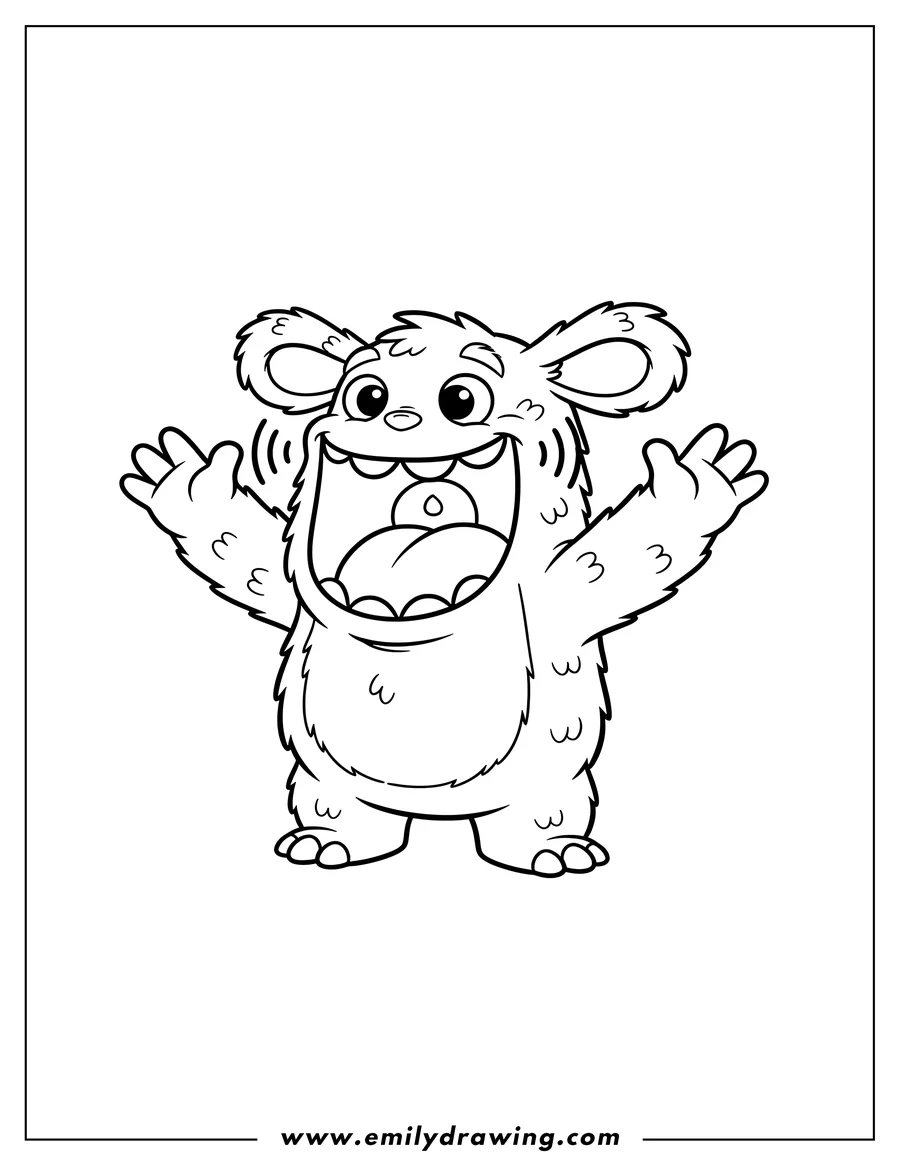 Free printable coloring sheet of singing Mammott, mouth wide open