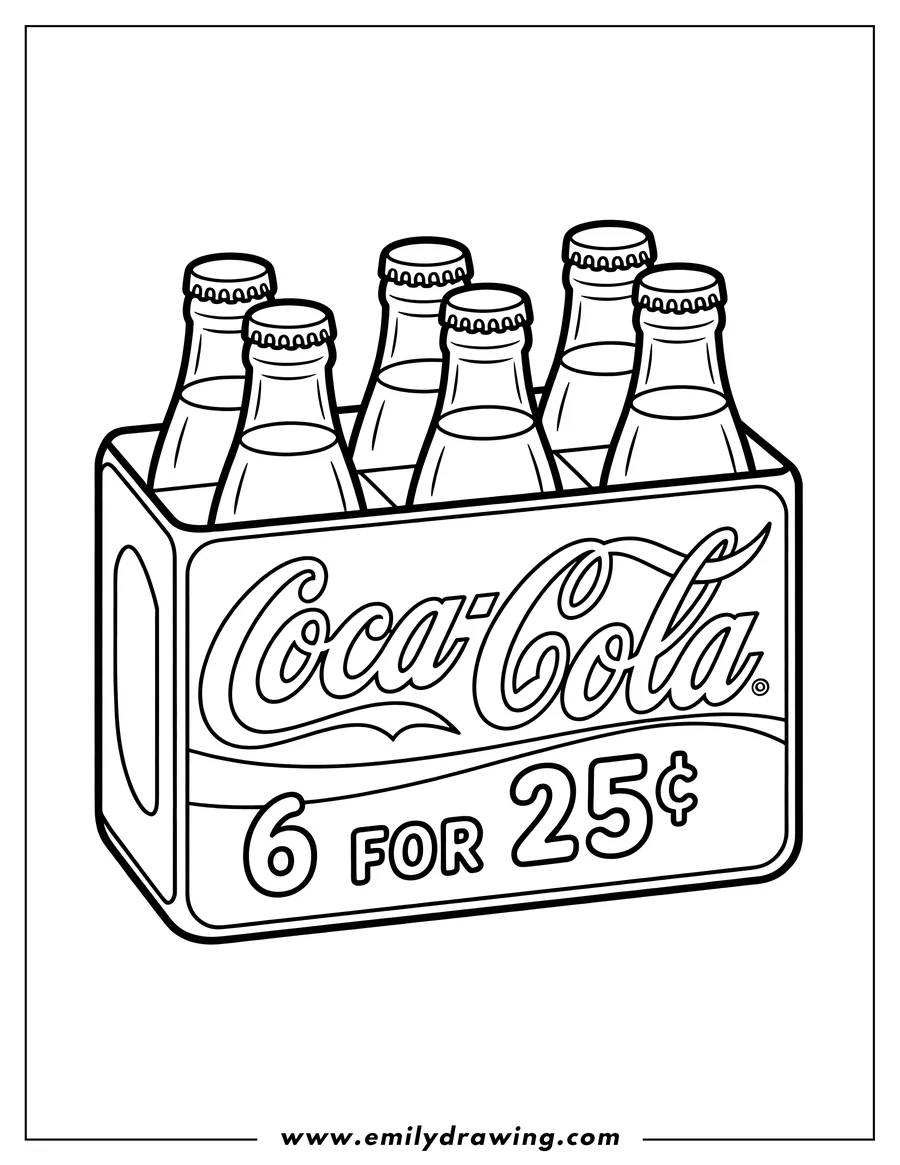 Free to print drawing of six-pack of soda