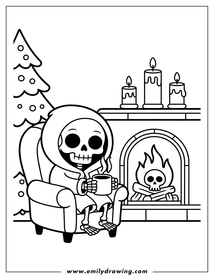 Printable line art of skeleton