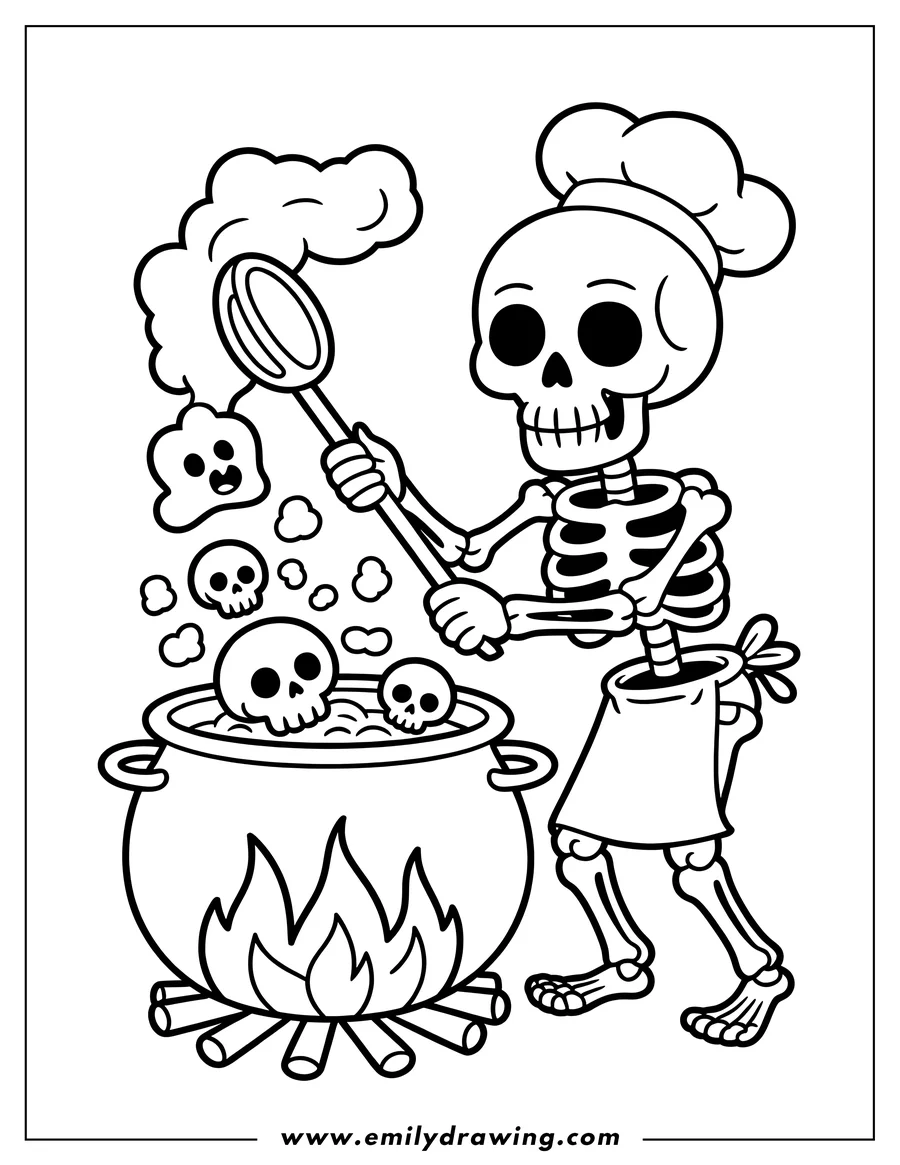 Simple sketch of skeleton Chef to color
