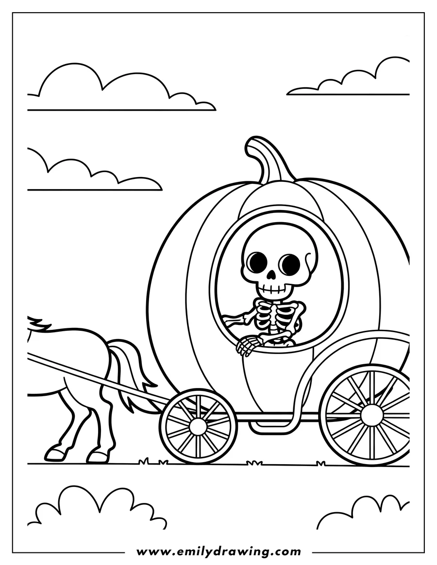 Doodle style coloring picture of skeleton