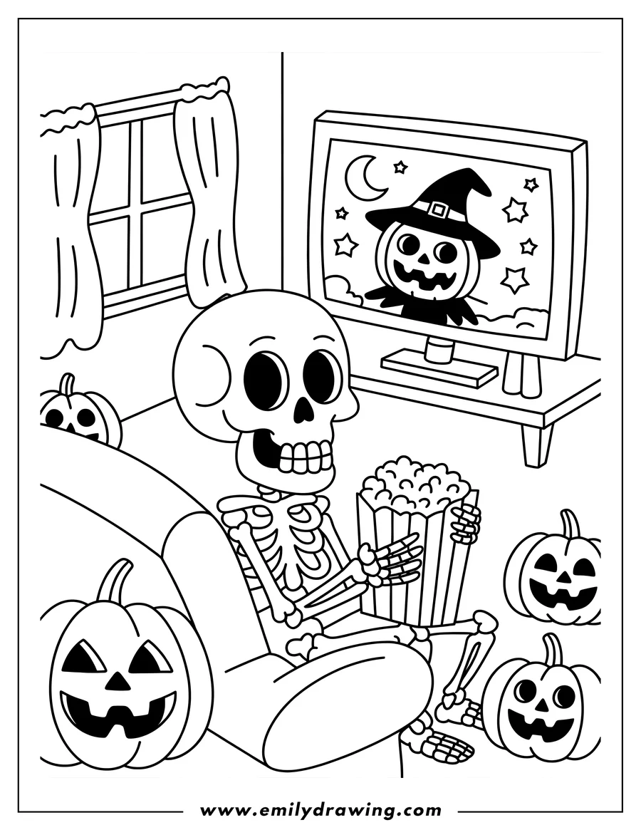 Clean line drawing: skeleton