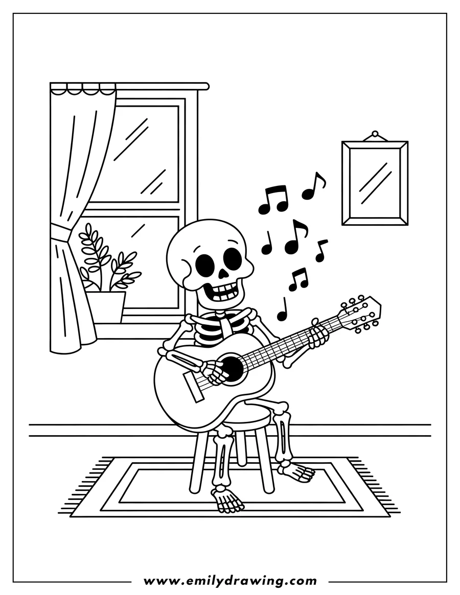 Coloring page of skeleton