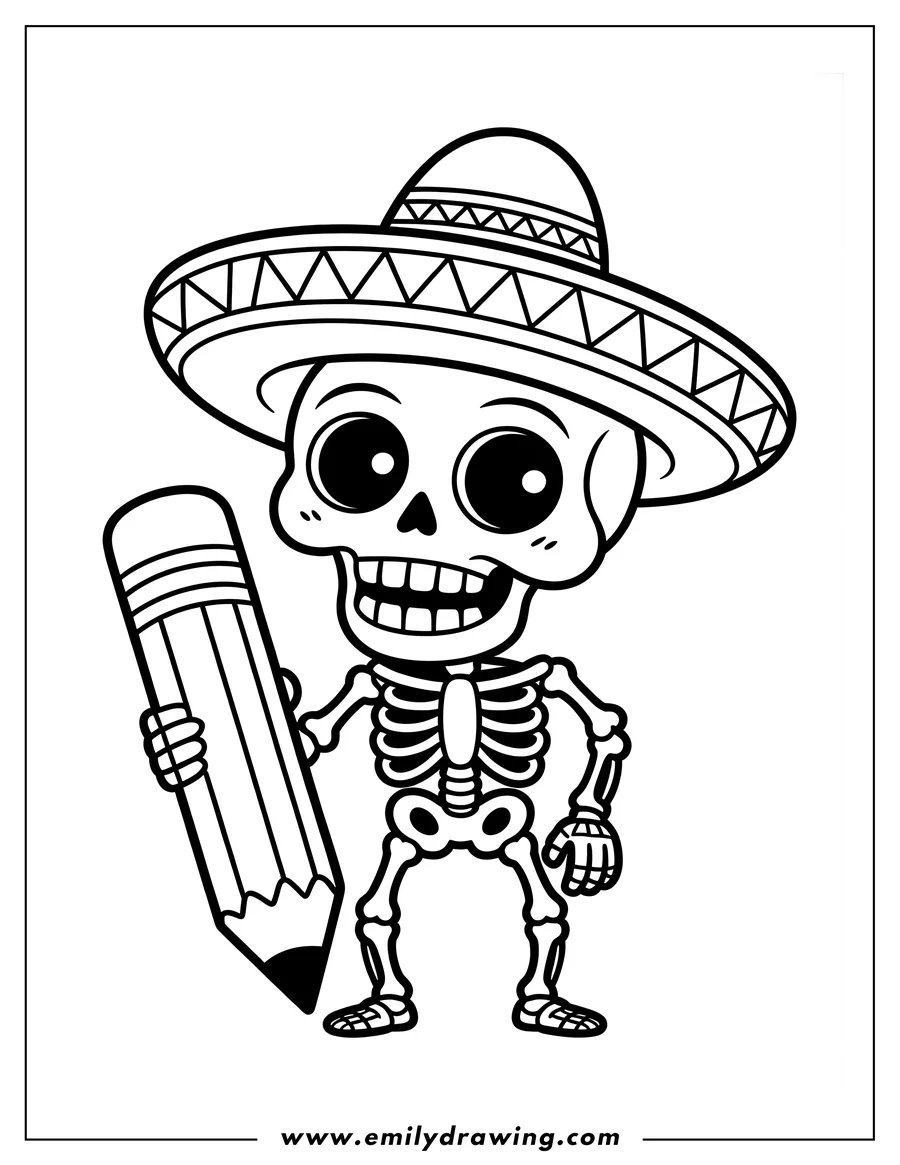 Coloring page for kids: skeleton