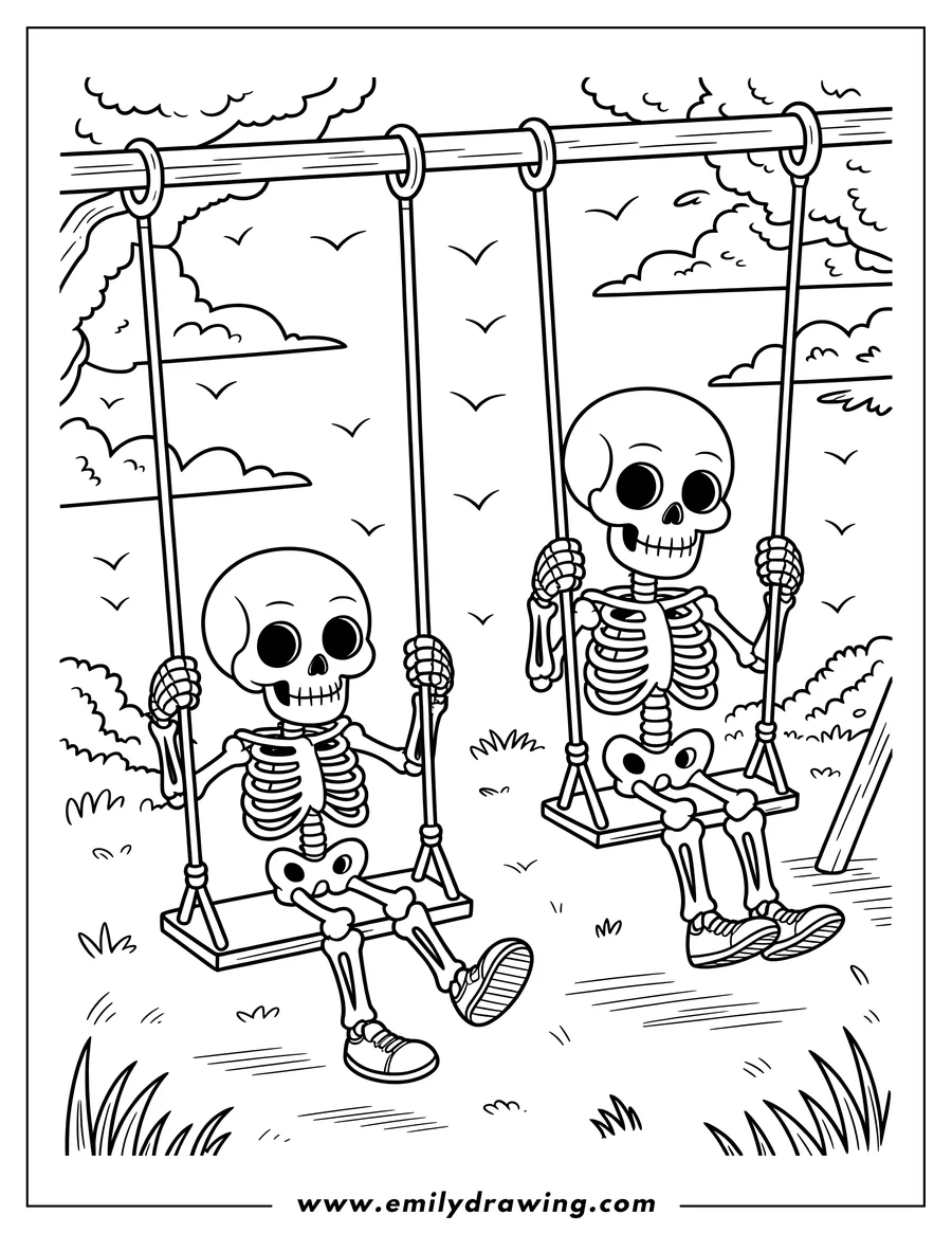 High quality printable skeleton for coloring