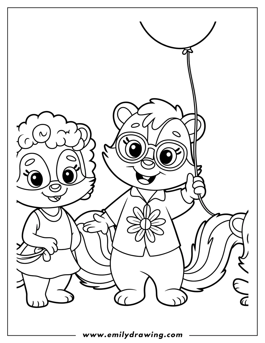 Free to print drawing of skunk