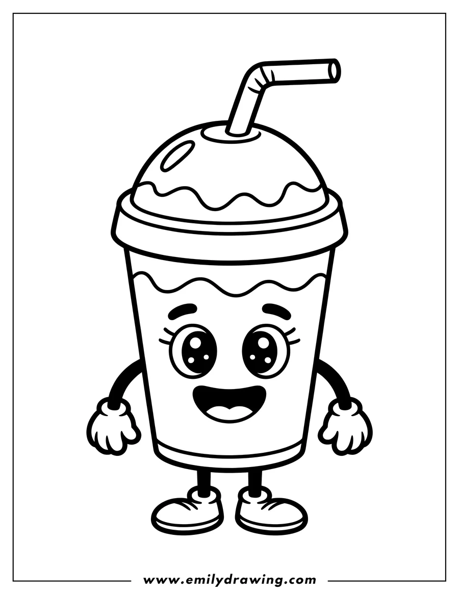 Full page coloring image of smoothie Character