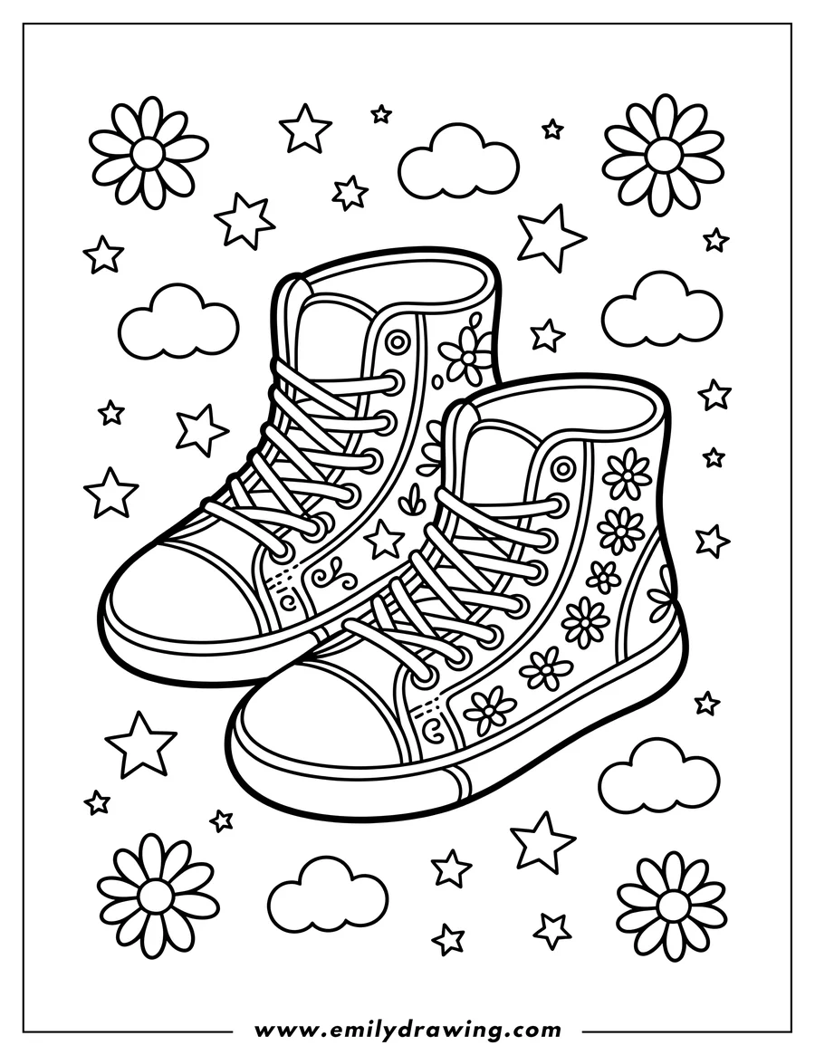 Free printable coloring sheet of sneakers