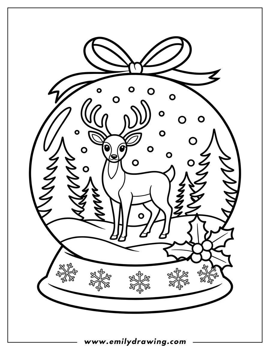 Free printable coloring sheet of snow Globe