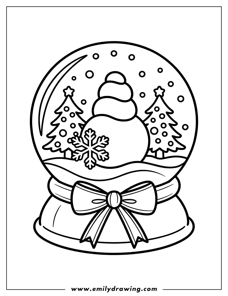PDF style coloring page: snow Globe