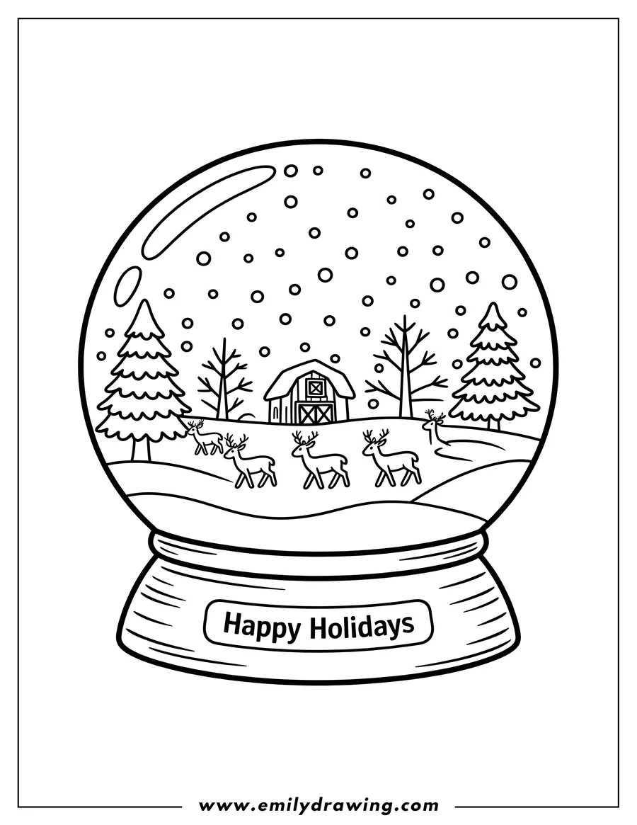 High quality printable snow Globe for coloring
