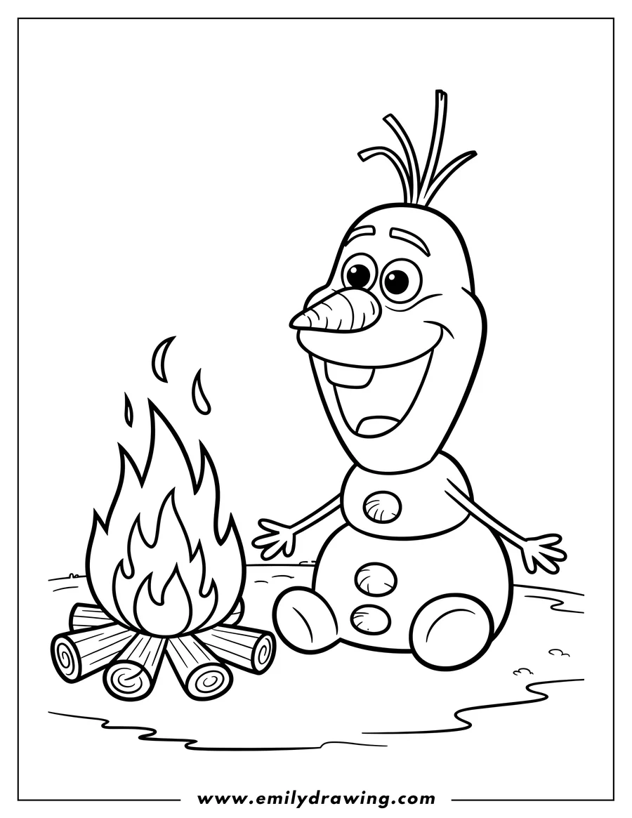 Doodle style coloring picture of snowman
