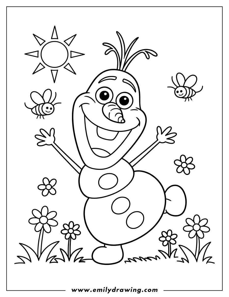 Printable coloring page of snowman