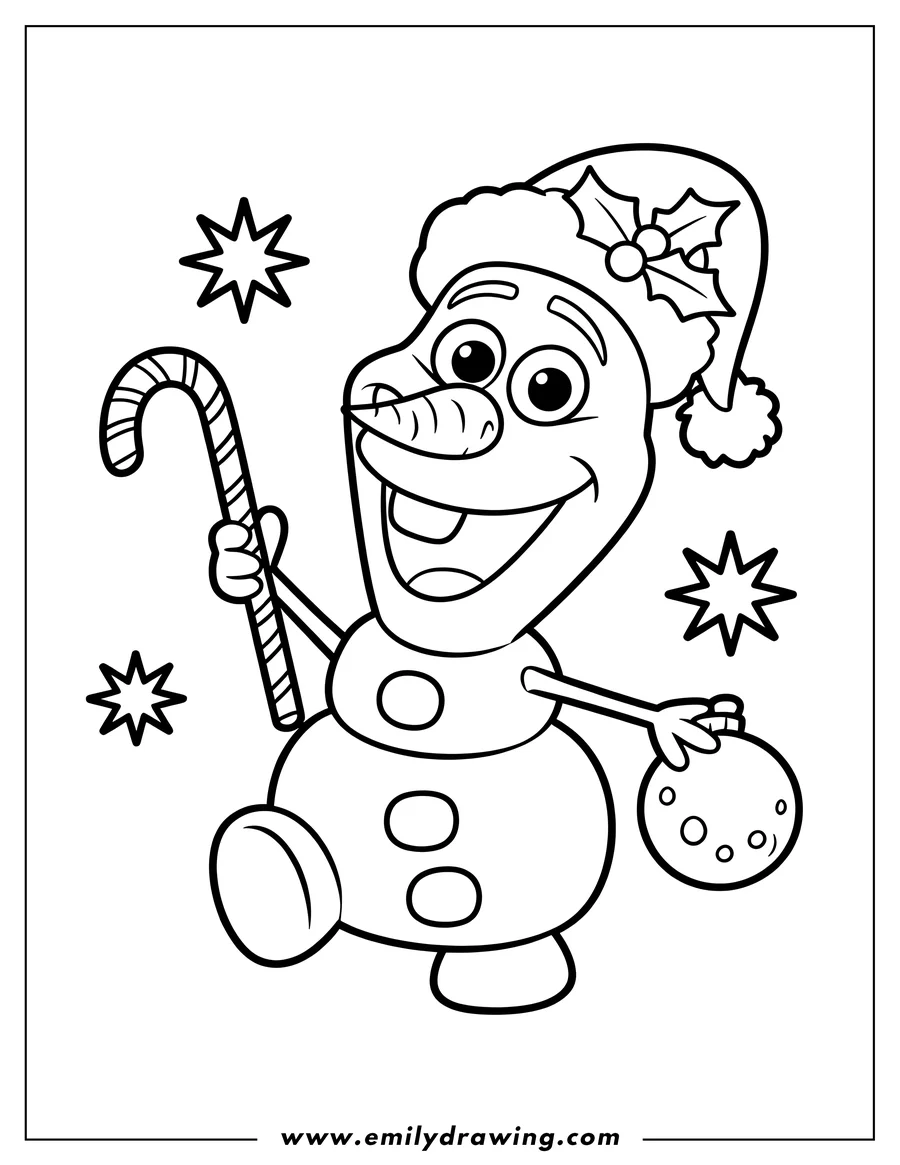 Downloadable coloring page of snowman