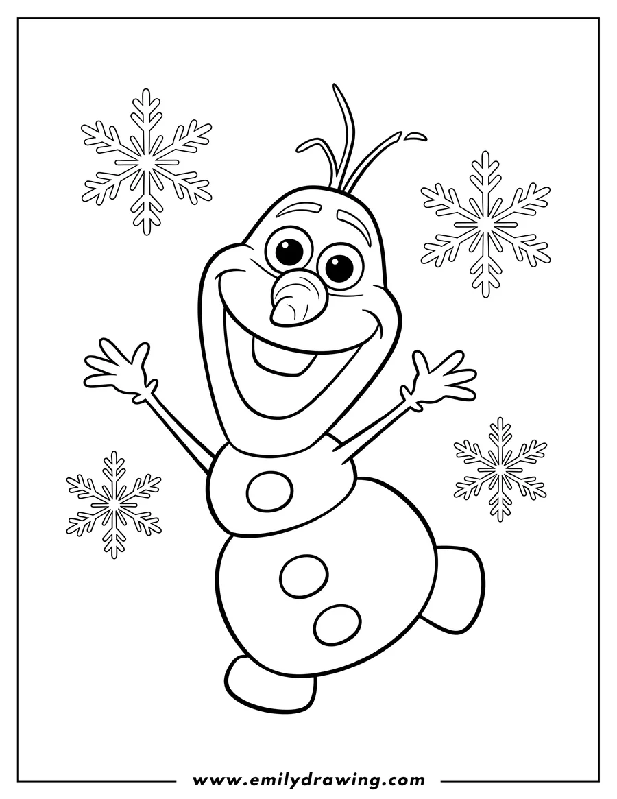 Free printable coloring sheet of snowman