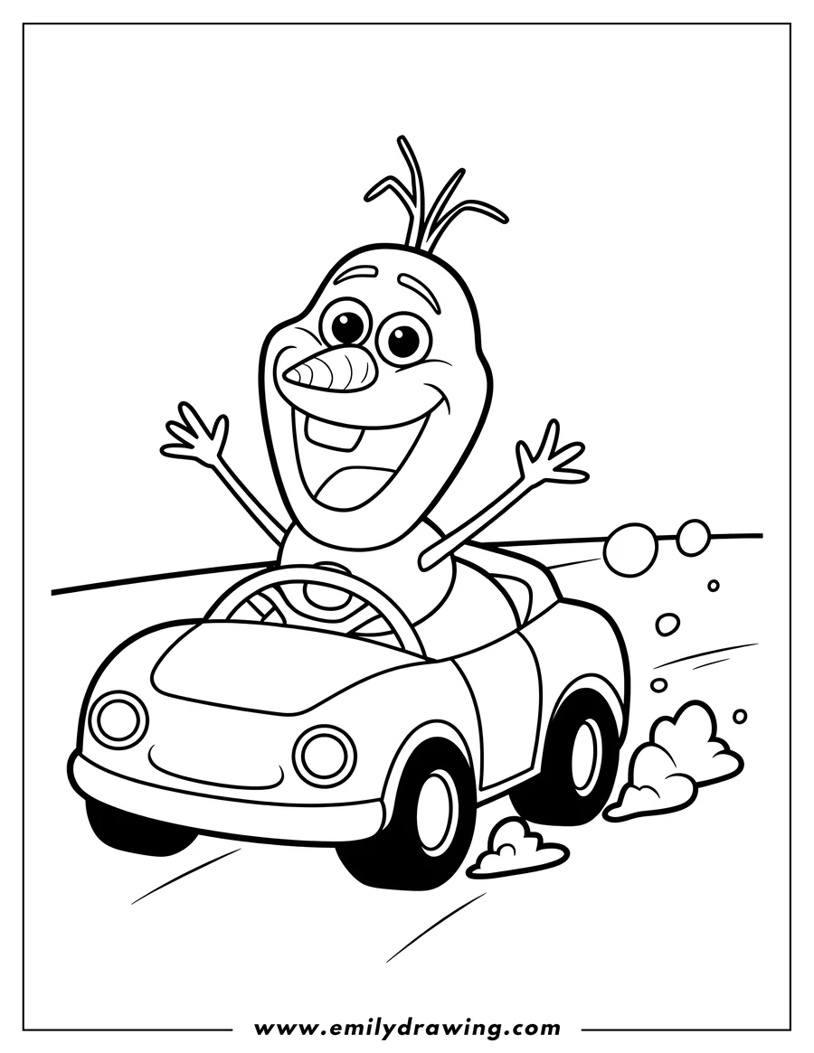 Full page coloring image of snowman