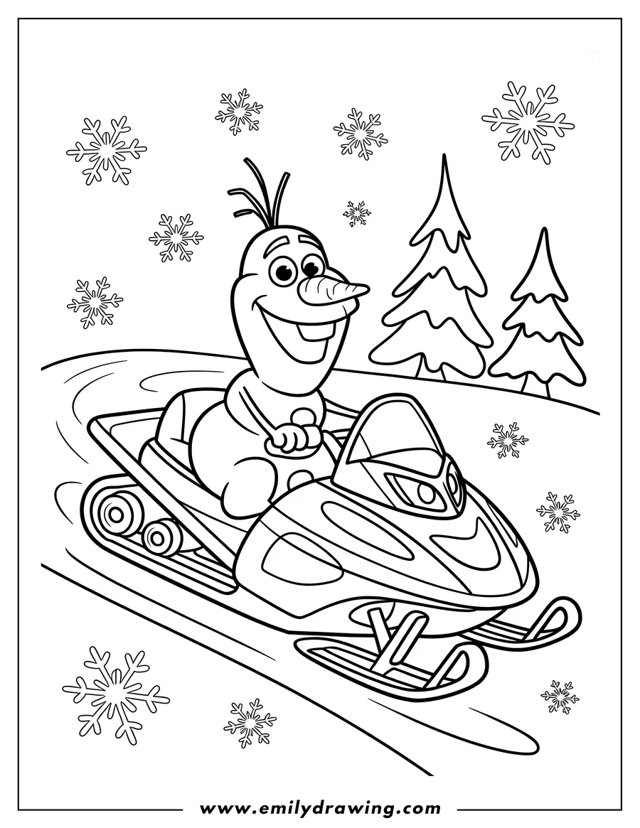 Printable coloring page of snowman