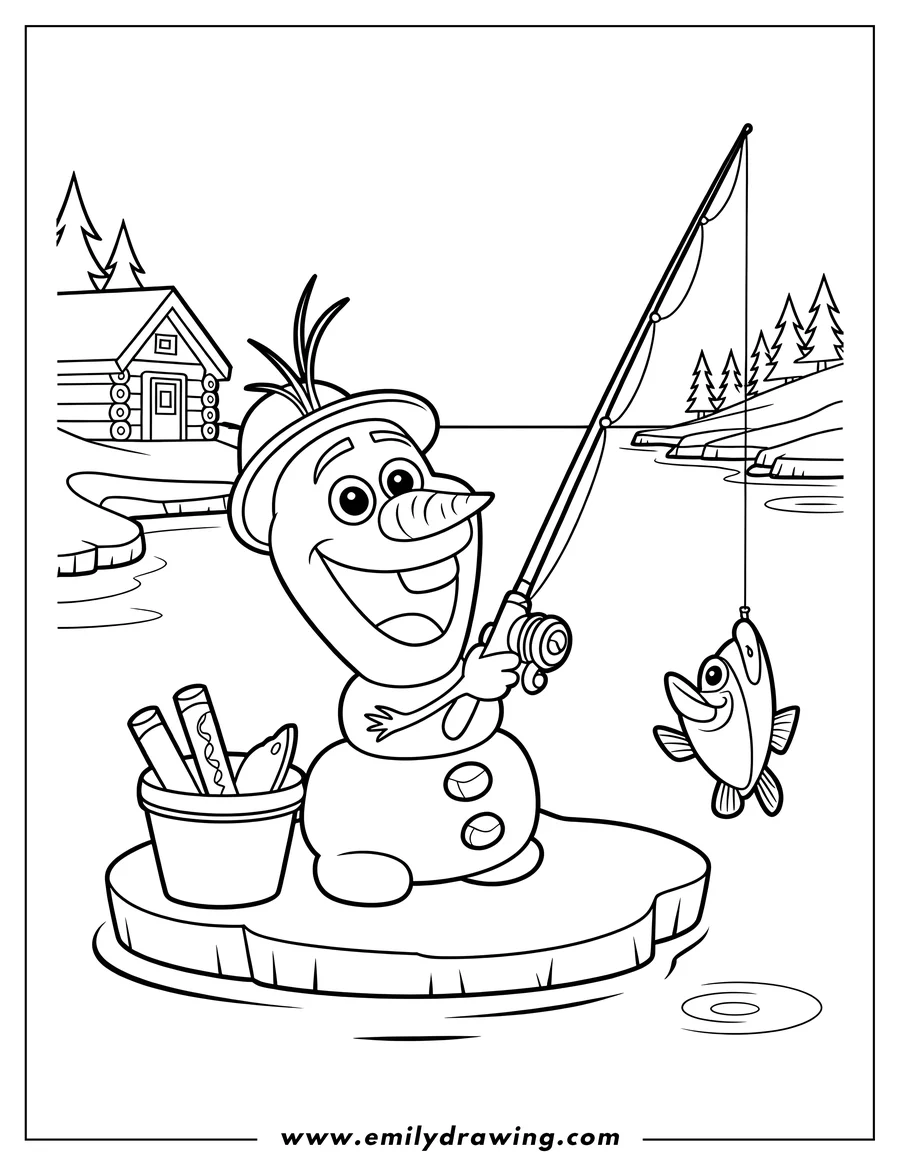 PDF style coloring page: snowman