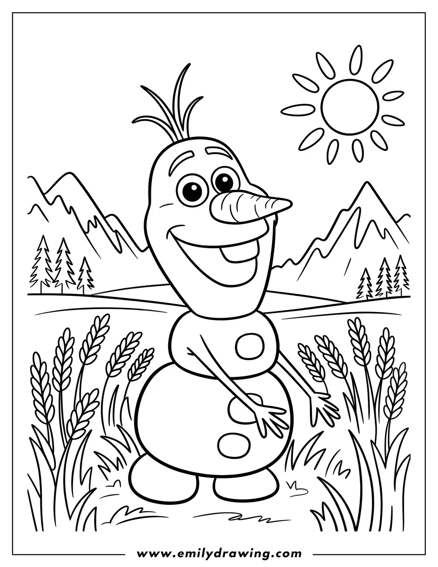 Free to print drawing of snowman
