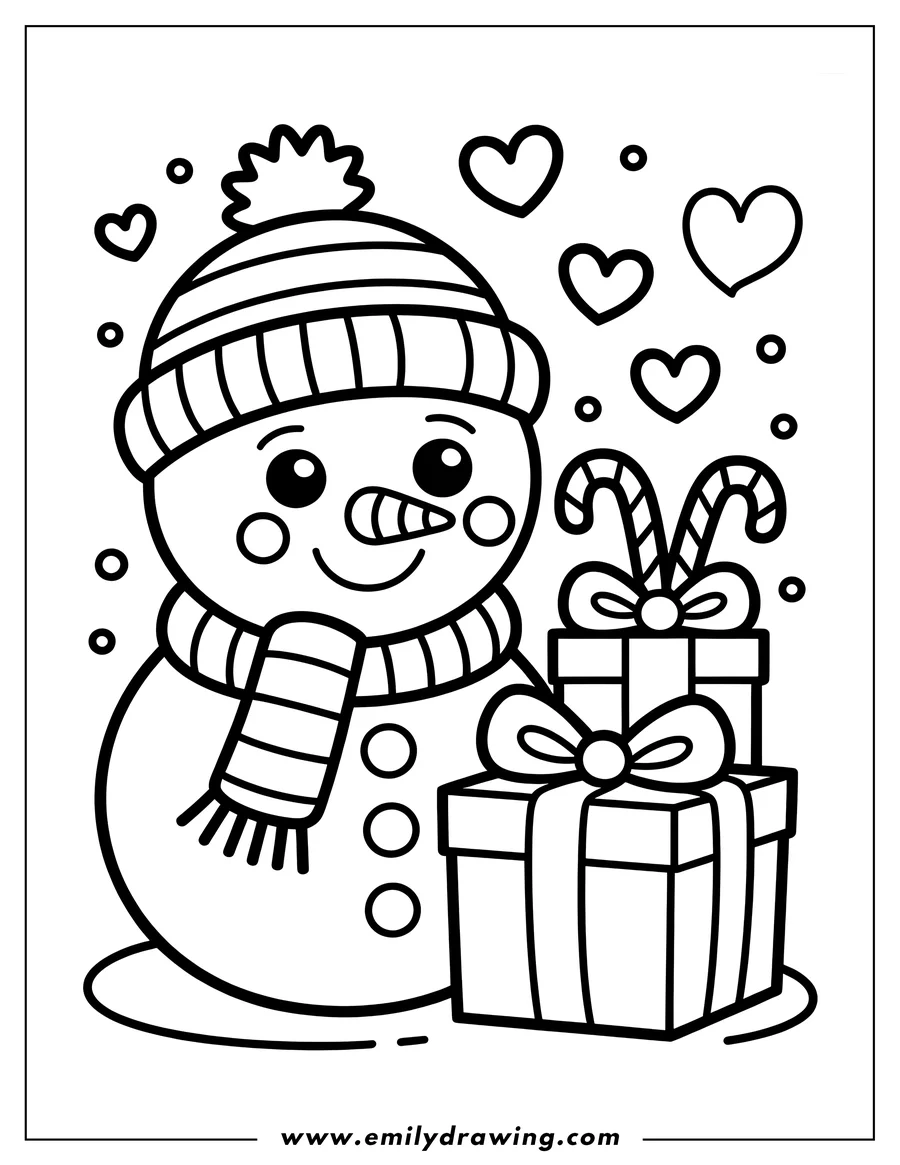 Outline drawing of snowman