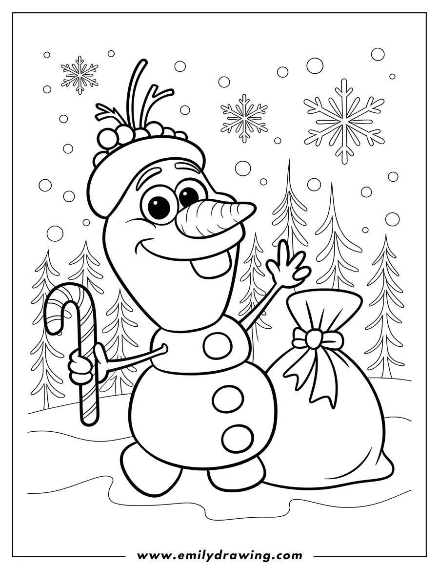 Simple sketch of snowman to color